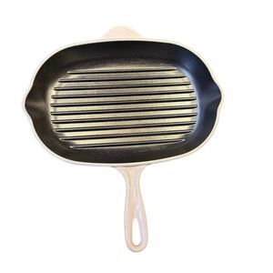 Le Creuset #32 Gray Cast Iron Enamel Grill Skillet Oval Pan Griddle